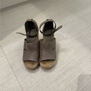 FLASH SALE!!! Women's Grey Leather Espadrille Sandals